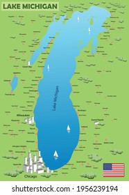 Vector Image Lake Michigan Map 