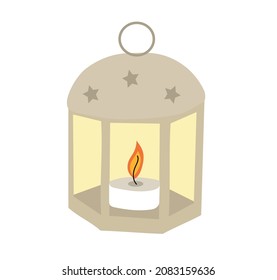 
Vector image of a lamp with a candle. candlestick