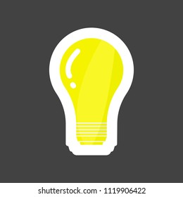 Vector image of a lamp colored sticker. Light bulb icon. Layers grouped for easy editing illustration.  For your design.