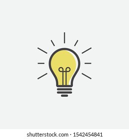 Vector image lamp. Lightbulb icon design, LightBulb linear icon vector, Idea sign icon, solution icon, thinking concept design, Lighting Electric lamp, Electricity, shine, Trendy Flat style