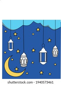 Vector image of lamps and lanterns for Ramadan