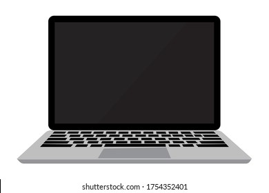 Imagen vectorial de un portátil con pantalla negra. Diseño realista de cuadernos planos. Monitor de equipo vacío.