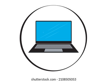 Imagen vectorial de un icono de una laptop, con una pantalla brillante azul .
