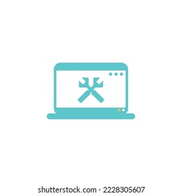 icono del portátil de imagen vectorial con herramientas de fondo blanco
