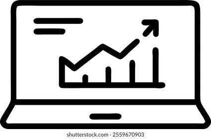 Vector image of a laptop screen displaying analytics charts representing data analysis. concept as A sleek vector illustration of a laptop with various charts and graphs displayed on the screen; desig