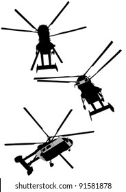 Vector image of a large helicopter on a white background