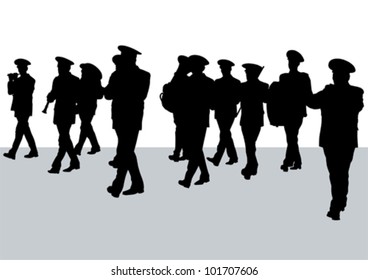 Vector image of a large military orchestra