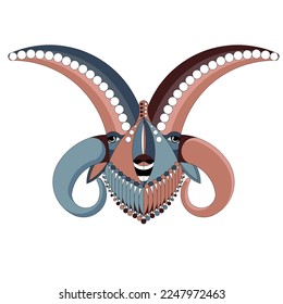 Vector image of a large-horned animal from geometric shapes according to the principle of the golden section. Ram. Cartoon. EPS 10