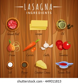 Vector image. Lasagna. Ingredients