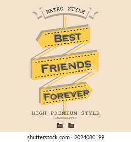 Vector image lattering typography retro style best friend day good for background