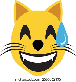 vector image of laughing cat facial expression.