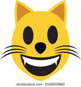 vector image of a laughing cat's facial expression with open eyes.