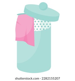 Vector image of a laundry basket. Hygiene items and baths. The concept of cleanliness and self-care. Beautiful elements for your design.