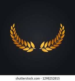 Vector image of Laurel wreath Golden gradient on dark background