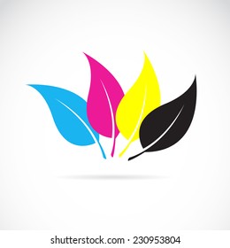 Vector image of an leaves in cmyk colors on white background