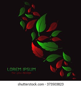 Vector image of an leaves design on black background, Logo, Symbol