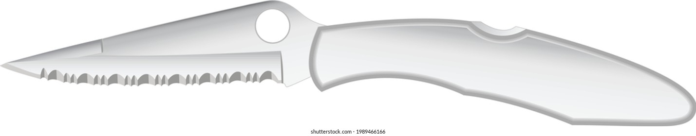 Vector image of the legendary knife . Police in full serrated. Steel handle.
