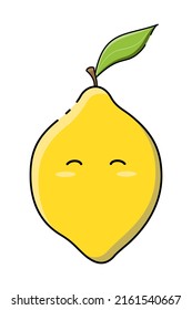 Vector image of a lemon. Cute lemon in a childish style. Color vector illustration, badge, for product design, textile printing, business cards, logo, tattoos
