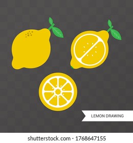 Vector image. Lemon drawing. Picture of a lemon slice. Geometric image.