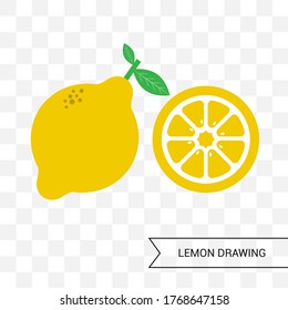 Vector image. Lemon drawing. Picture of a lemon slice. Geometric image.