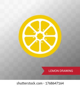 Vector image. Lemon drawing. Picture of a lemon slice. Geometric image.