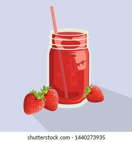 
Vector image of lemonade. Lemonade with strawberry flavor. A cold drink.