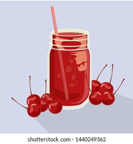 
Vector image of lemonade. Lemonade with a taste of cherries. Cool drink
