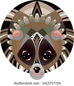 Vector image of lemur in geometric style, inscribed in a circle