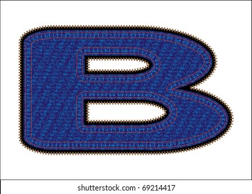 Vector image of  letter b with blue jeans invoice