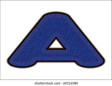 Vector image of  letter a with blue jeans invoice