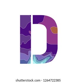 Vector image of the letter D with a pattern of wavy lines