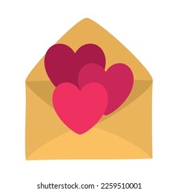 vector image letter envelope with valentine hearts on a white background