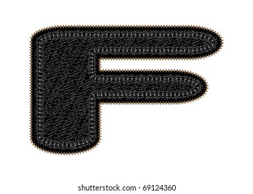 Vector image of  letter f with black jeans invoice