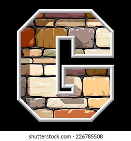 vector image of the letter G on stone wall background