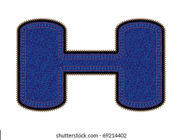 Vector image of  letter h with blue jeans invoice