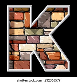 vector image of the letter K on stone wall background