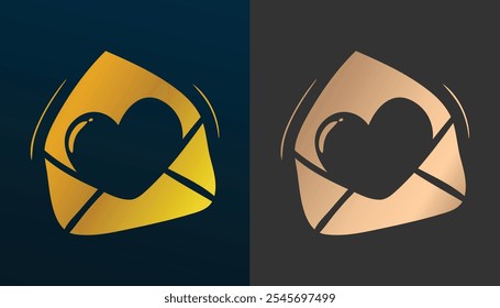 vector image of a letter with love in the middle with a beautiful and cool gold texture