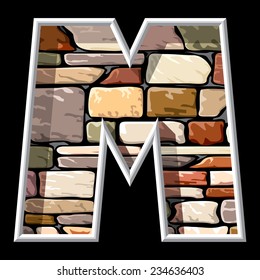 vector image of the letter M on stone wall background