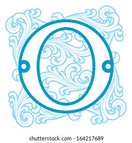 vector image of letter O in the old winter vintage style