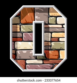 vector image of the letter O on stone wall background