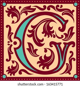 vector image of letter in the old vintage style