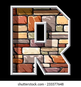 vector image of the letter R on stone wall background