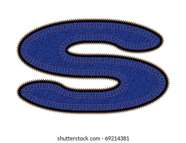 Vector image of  letter s with blue jeans invoice