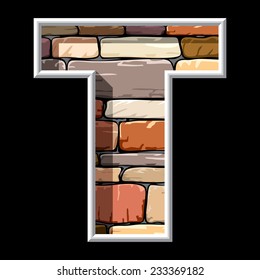 vector image of the letter T on stone wall background