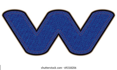 Vector image of  letter w with blue jeans invoice