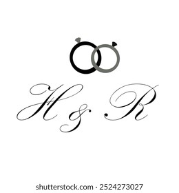 imagem vetorial das letras h e r com anéis duplos