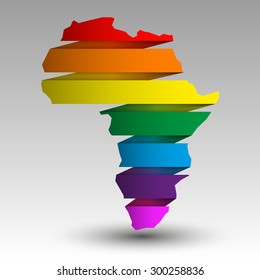 vector Image LGBT Flag African continent background icon. Silhouette Picture illustration. 