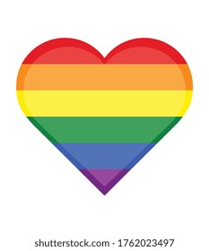 Imagen vectorial de una LGBTQ en forma de corazón. Símbolo de orgullo en forma de corazón. Bandera arcoiris, la más ampliamente conocida a nivel mundial es la bandera del orgullo gay que representa el orgullo LGBT. 