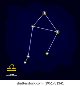 vector image with Libra zodiac sign and constellation of 
Libra for your project