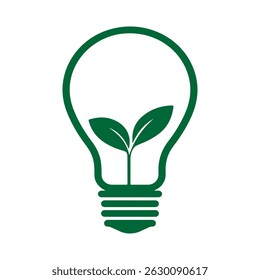Vector Imagen de la ecología de la bombilla con hojas